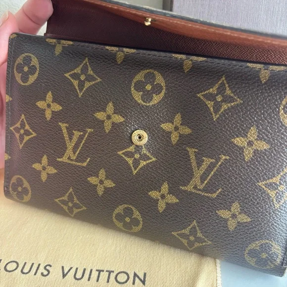 Louis Vuitton Monogram Trifold Wallet Brown Leather Snap Authentic - Picture 13 of 16
